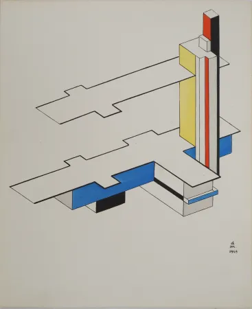 石版画 Aaron - Architecture, plan abstrait