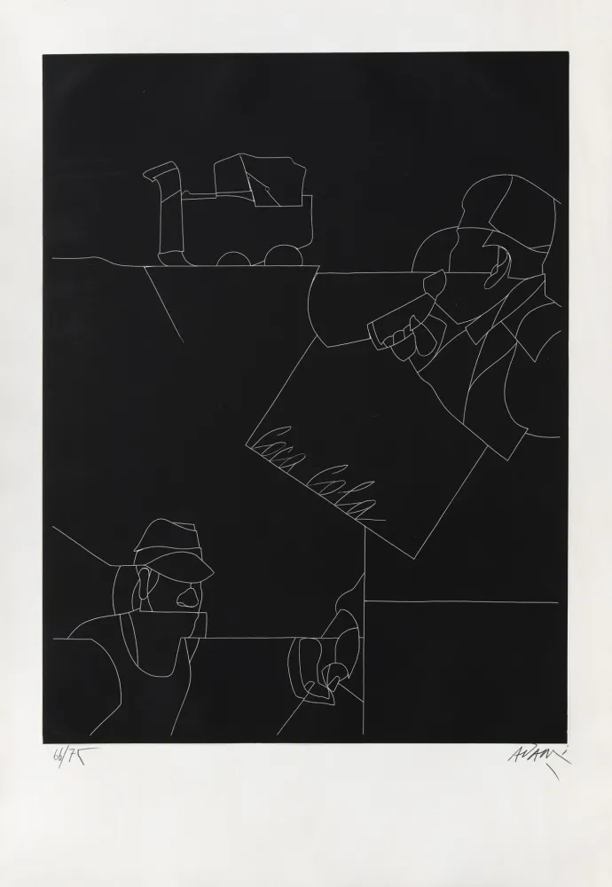 版画 Adami - Disegno di un paesaggio