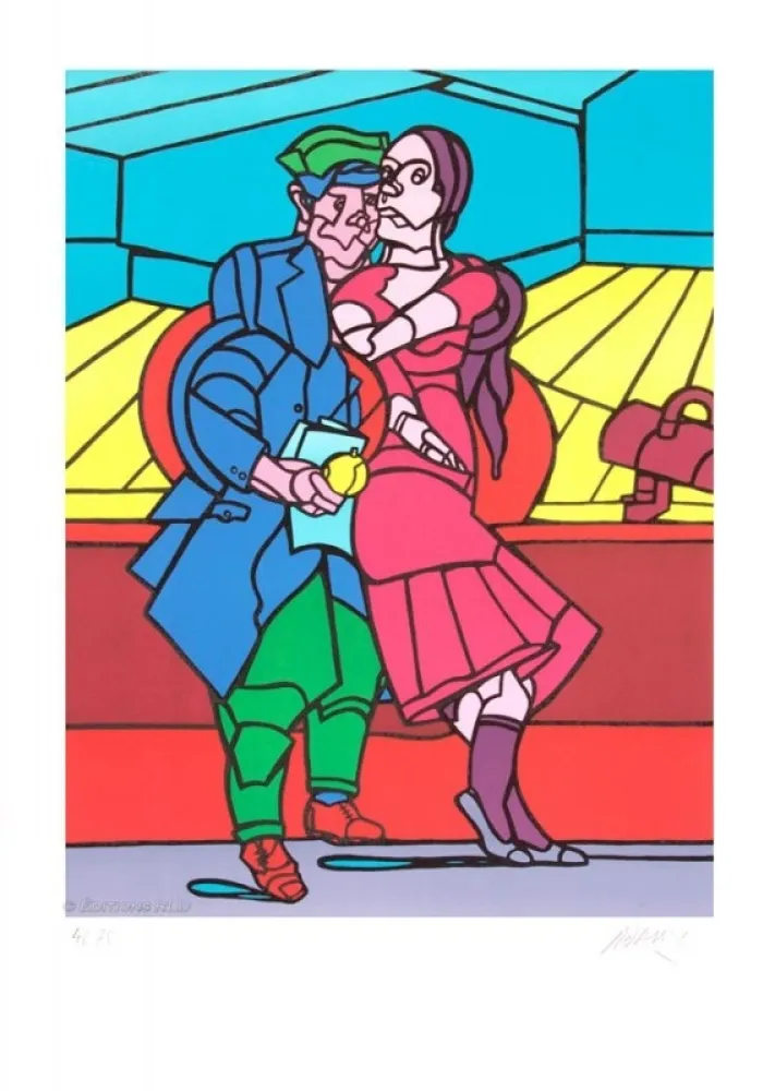 石版画 Adami - Le couple