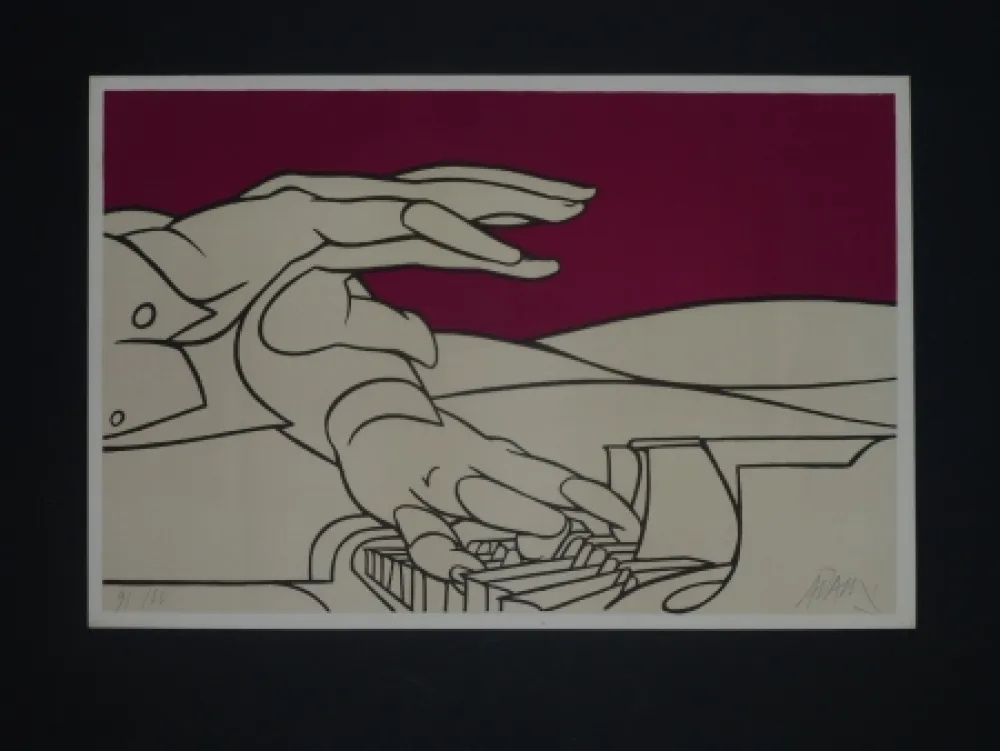 石版画 Adami - Les mains du pianiste