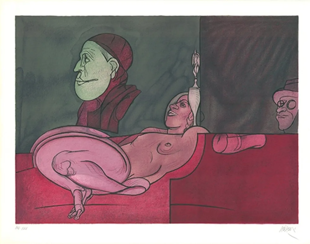 石版画 Adami - Peintre aux lunettes