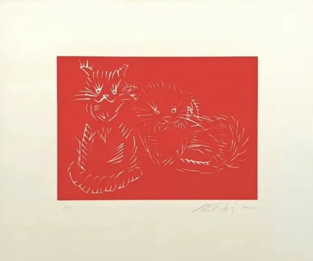 丝网印刷 Ai - Cats, red