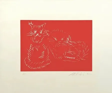 丝网印刷 Ai - Cats, red