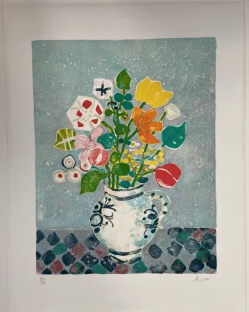 石版画 Aizpiri - FLEURS DES CHAMPS