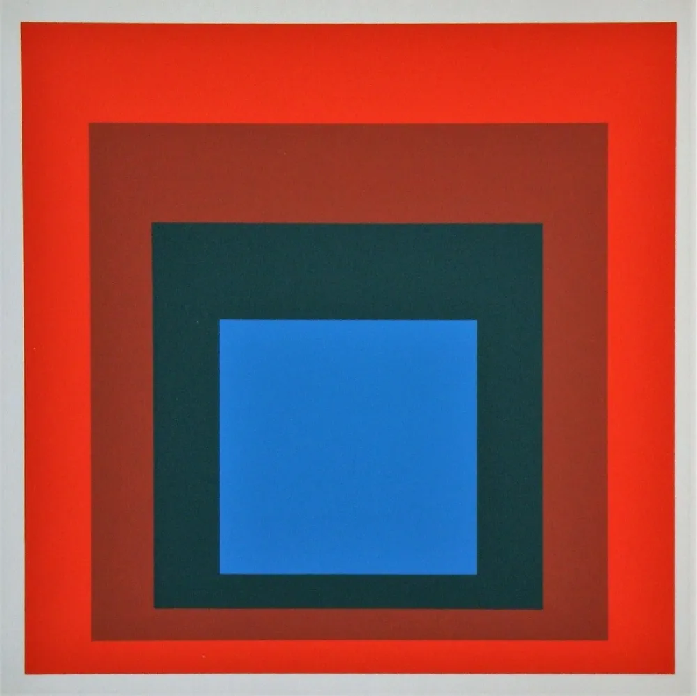 丝网印刷 Albers - Blue+darkgreen with 2 reds, 1955