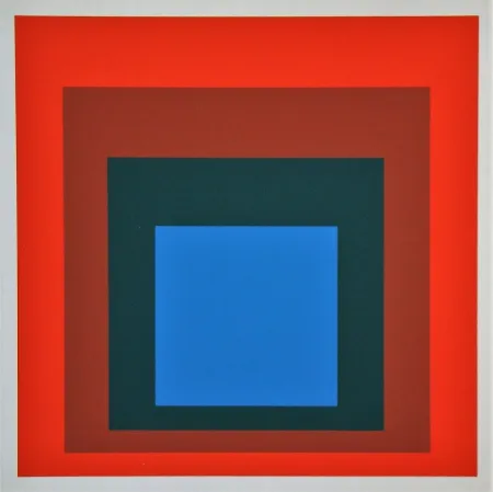 丝网印刷 Albers - Blue+darkgreen with 2 reds, 1955