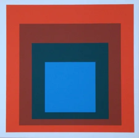 丝网印刷 Albers - Homage to the Square - blue+darkgreen with 2 reds, 1955