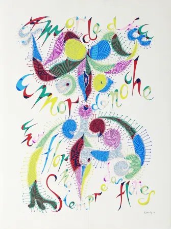 丝网印刷 Alberti - Amor de Día, Amor de Noche,  una Flor no Siempre da Flores I