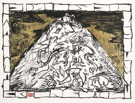 石版画 Alechinsky - A contre nuit