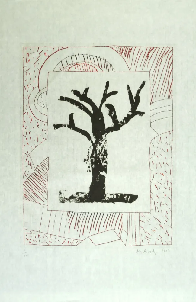 版画 Alechinsky - Arbre central, au rouge