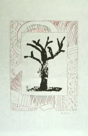 版画 Alechinsky - Arbre central, au rouge