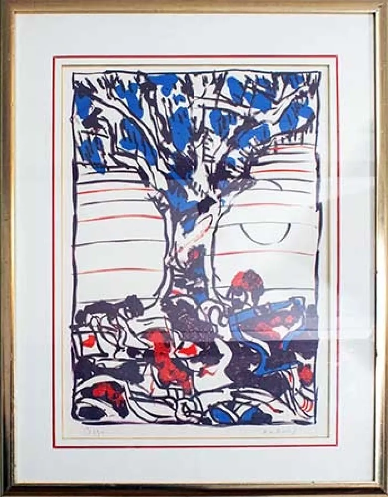 石版画 Alechinsky - Arbre en bleu