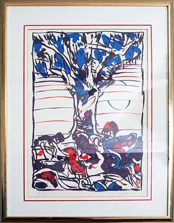 石版画 Alechinsky - Arbre en bleu