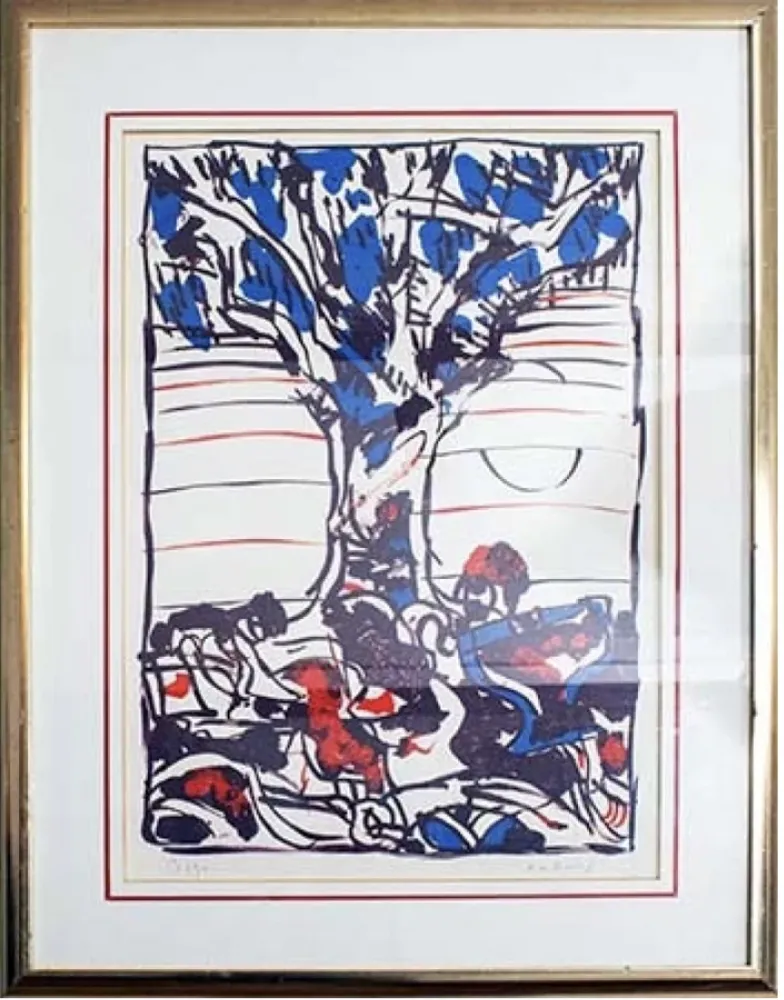 石版画 Alechinsky - Arbre en bleu