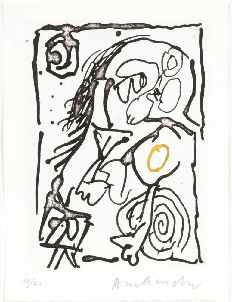 蚀刻版画 Alechinsky - Carré blanc V