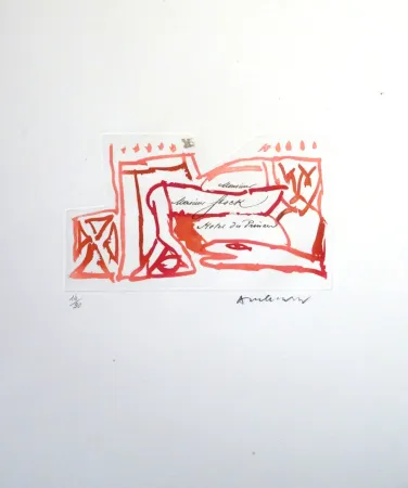 蚀刻版画 Alechinsky - Carta Carta (Planche VI)