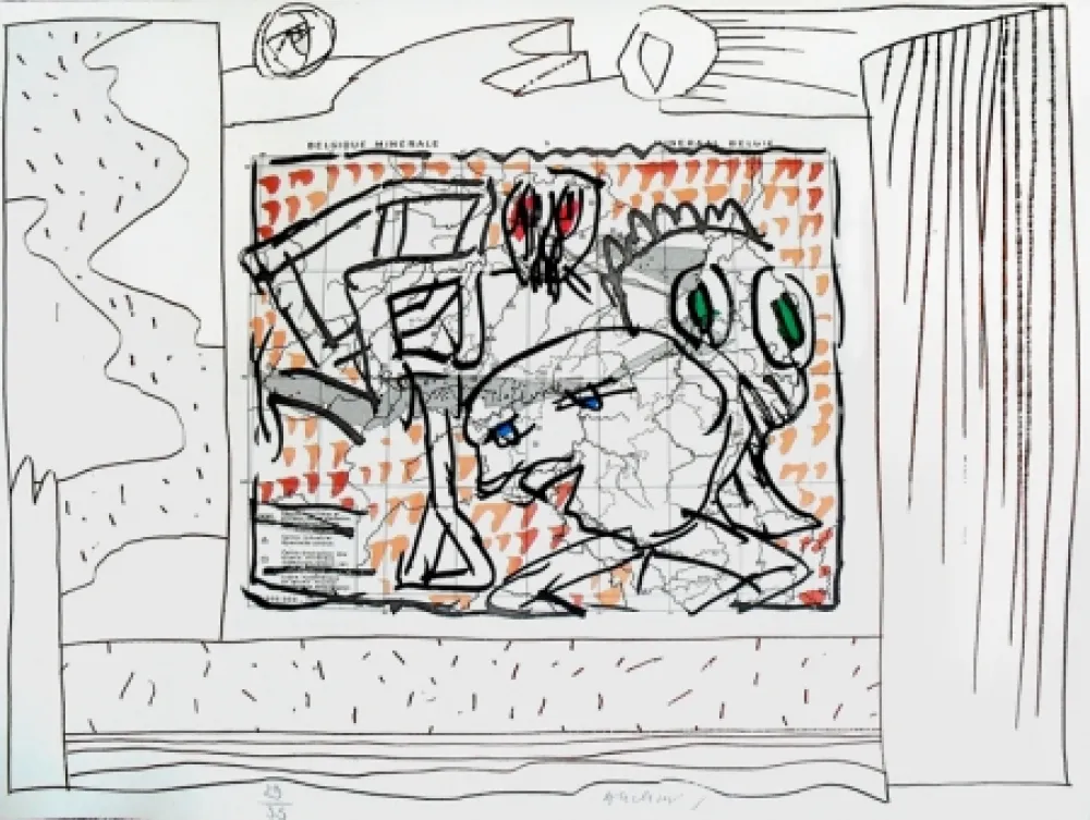 版画 Alechinsky - Carte