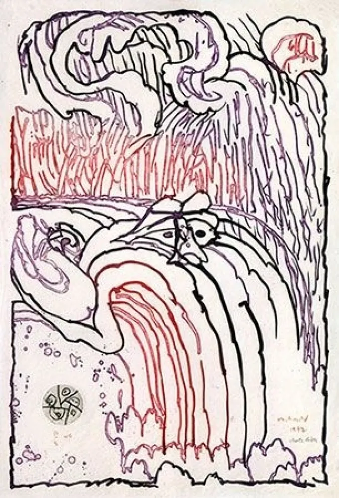 版画 Alechinsky - Chute libre