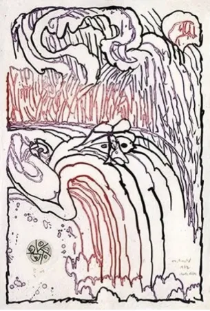 版画 Alechinsky - Chute libre