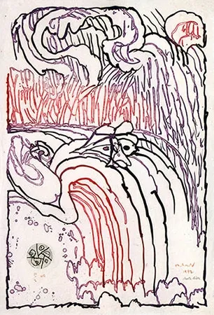 版画 Alechinsky - Chute libre