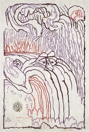 蚀刻版画 Alechinsky - Chute libre