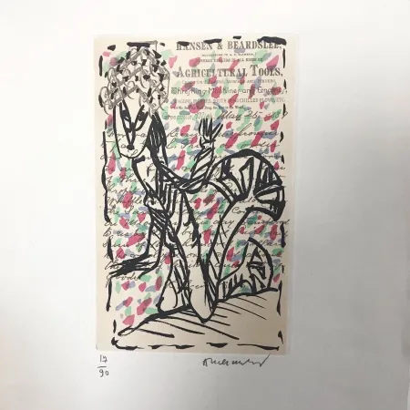 蚀刻飞尘法 Alechinsky - Eau-forte signée. 1988. 