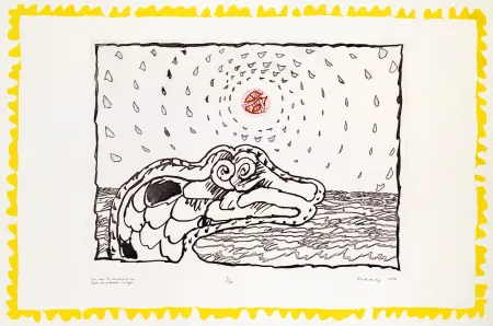 版画 Alechinsky - En voie de disparition Grandes marges