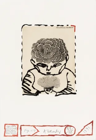蚀刻版画 Alechinsky - Flore danoise 07 - L'enfant sourcier