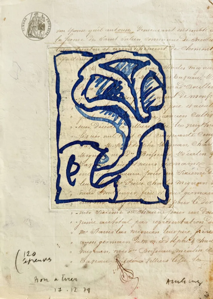 蚀刻版画 Alechinsky - La vie comme elle tourne, bleu