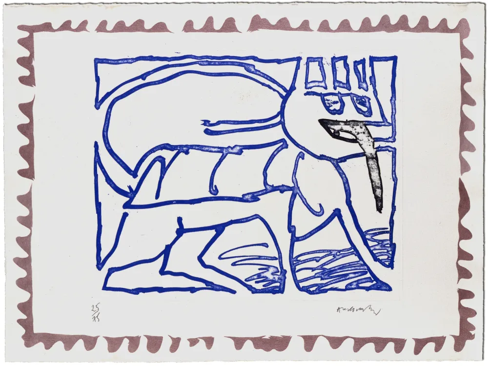 版画 Alechinsky - Le chien roi 