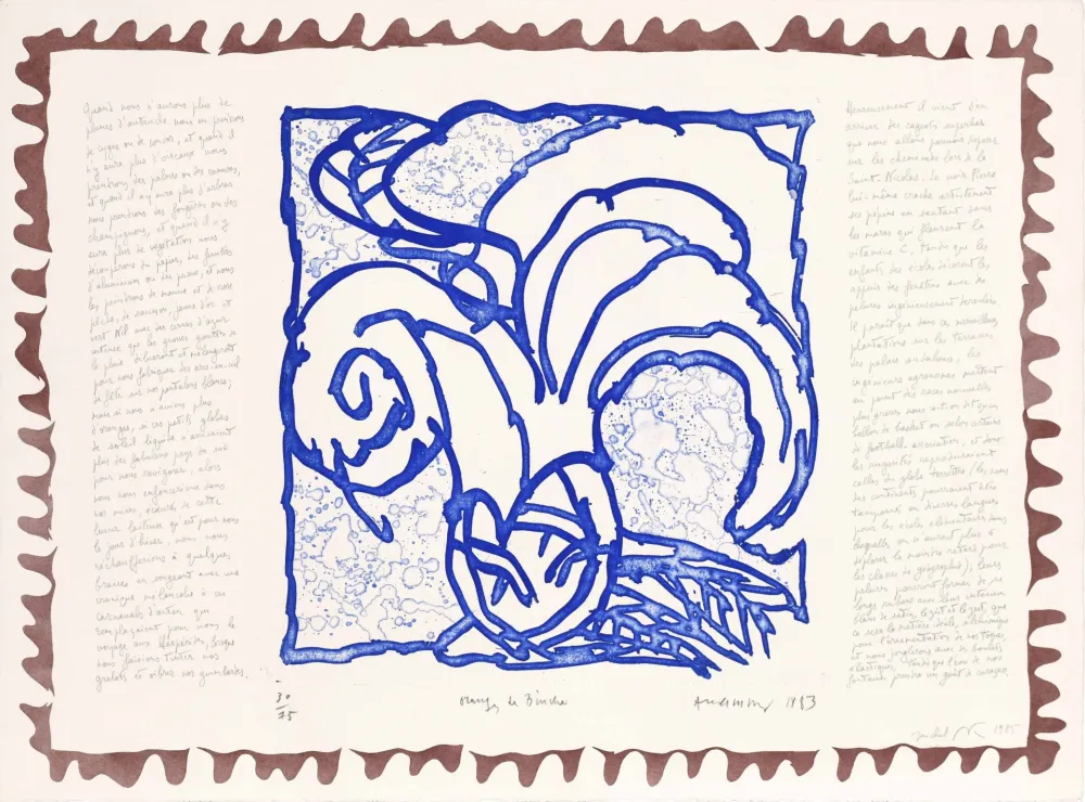 蚀刻版画 Alechinsky - Le chien roi – Orange de Binche