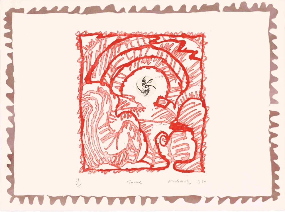 蚀刻版画 Alechinsky - Le chien roi – Tunnel