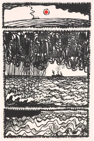 石版画 Alechinsky - Le volturno I au point rouge