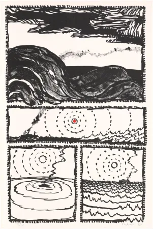 石版画 Alechinsky - Le volturno III plus un point rouge