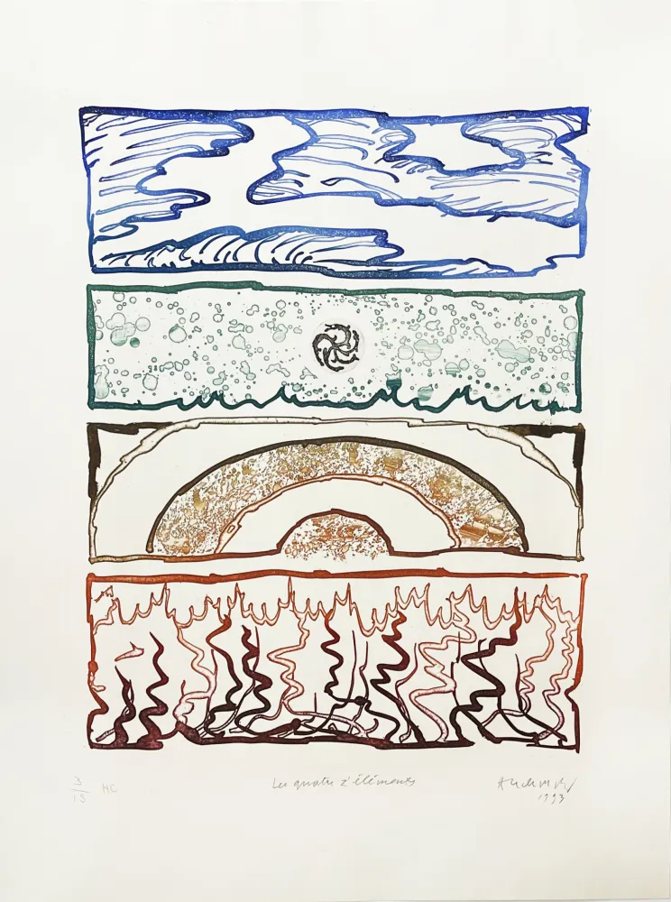 版画 Alechinsky - Les 4 éléments