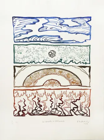 版画 Alechinsky - Les 4 éléments