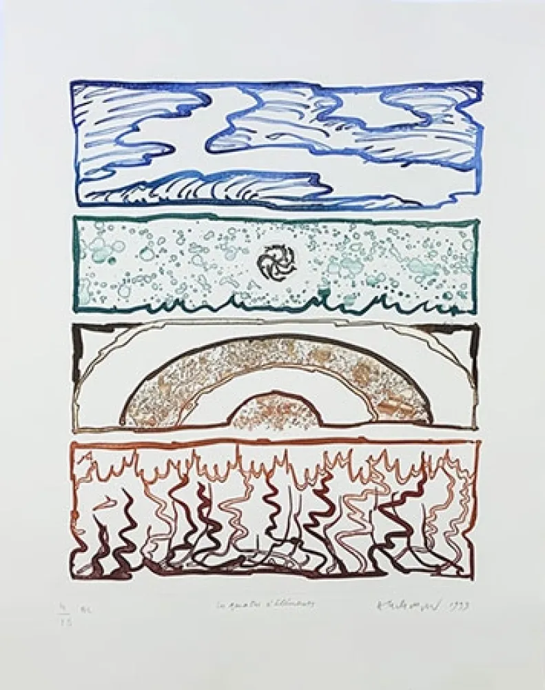 版画 Alechinsky - Les 4 éléments