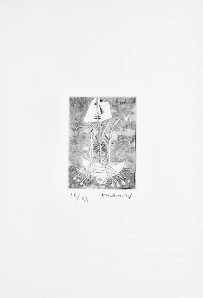 蚀刻版画 Alechinsky - Les métiers 01: Le pêcheur