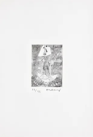 蚀刻版画 Alechinsky - Les métiers 01: Le pêcheur