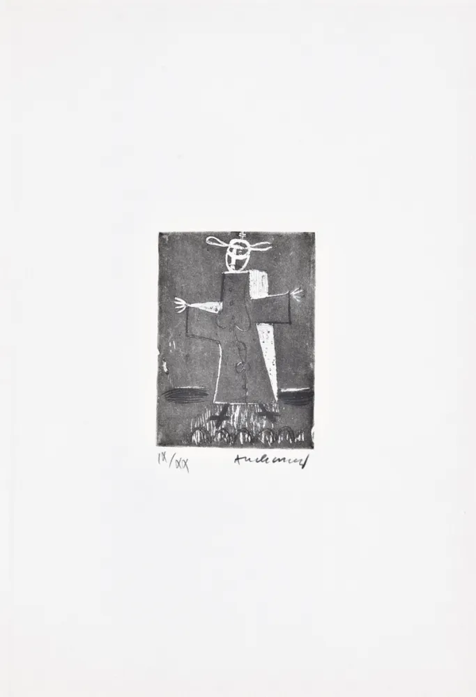 蚀刻版画 Alechinsky - Les métiers 04: Le curé