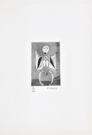 蚀刻版画 Alechinsky - Les métiers 08: Le garagiste