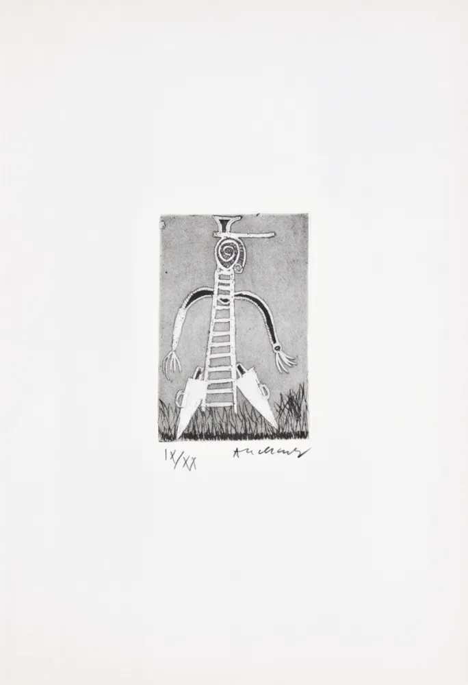 蚀刻版画 Alechinsky - Les métiers 09: Le pompier
