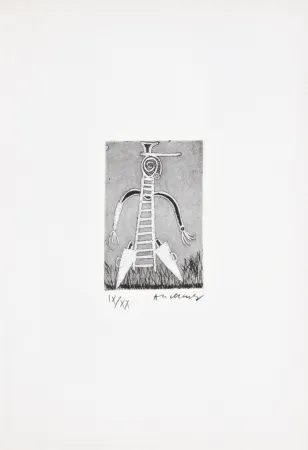 蚀刻版画 Alechinsky - Les métiers 09: Le pompier