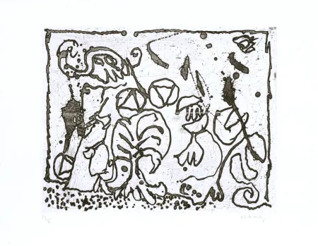 蚀刻版画 Alechinsky - Les points sans les i