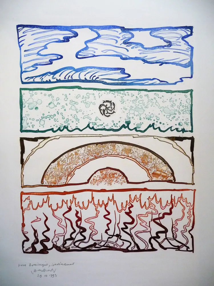 石版画 Alechinsky - Les quatre élements 