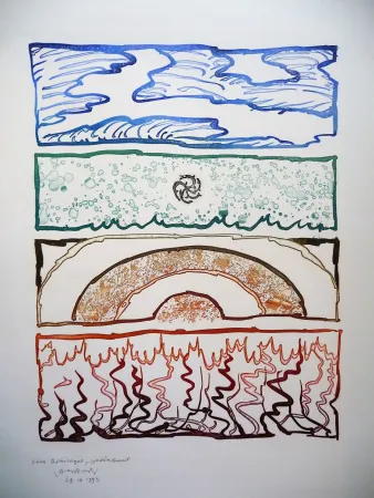 石版画 Alechinsky - Les quatre élements 