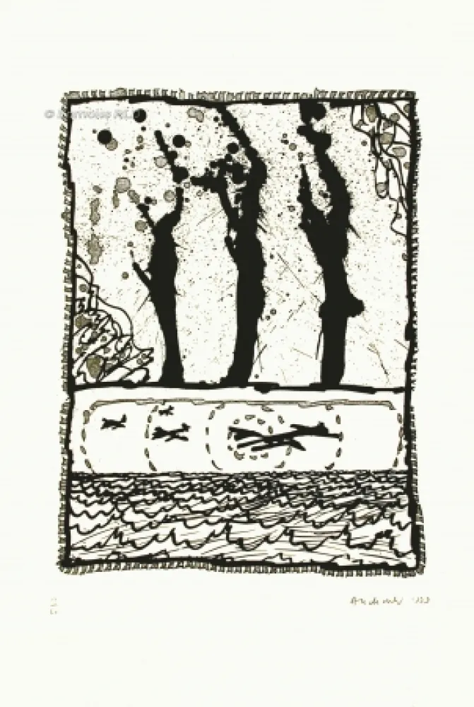 蚀刻飞尘法 Alechinsky - Les trois coups