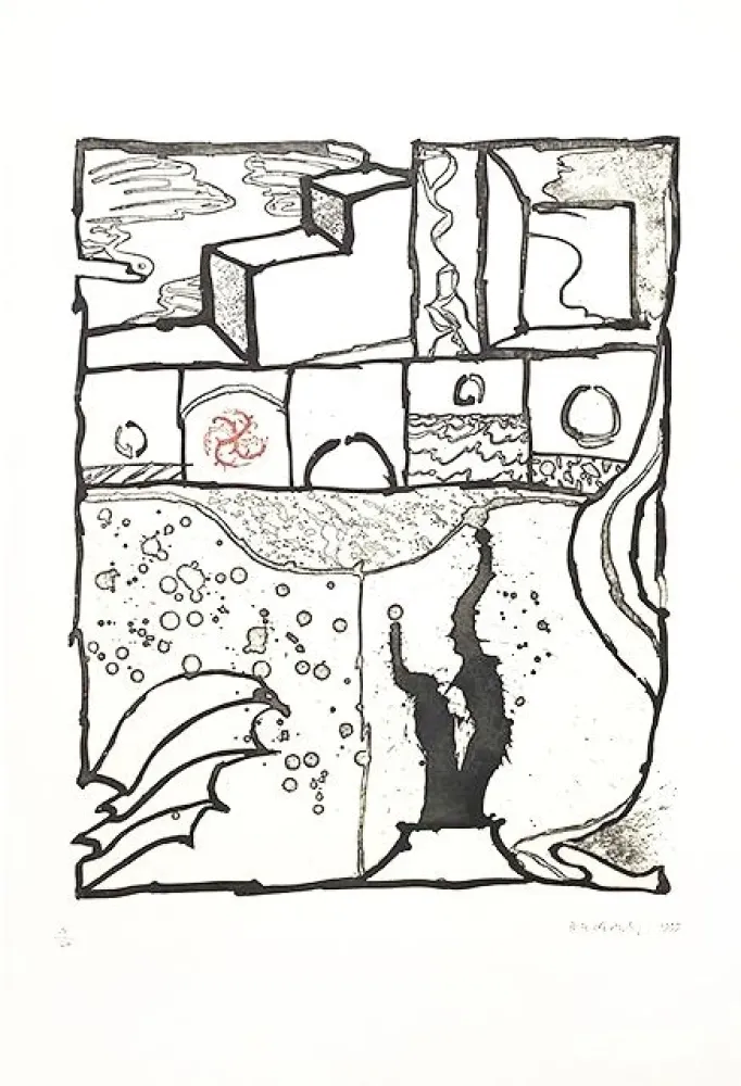 版画 Alechinsky - Les trois marches