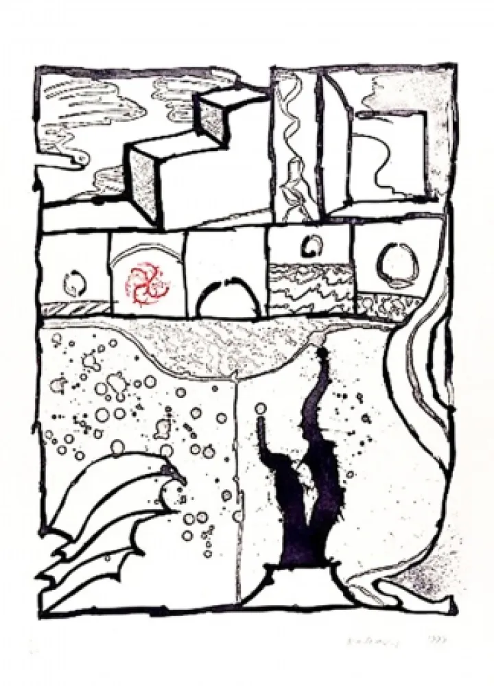 版画 Alechinsky - Les trois marches