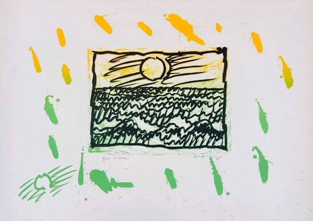 油毡版画 Alechinsky - Lino-litho, Planche VII